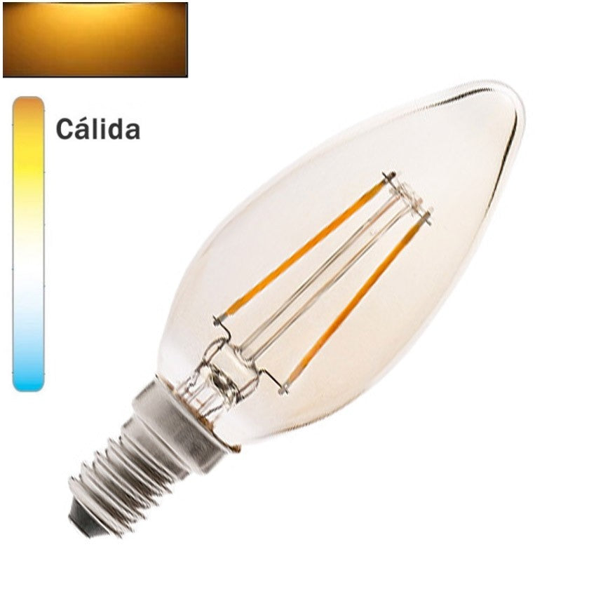 Bombilla LED, E14, Estándar, Blanco opalino, 2700K, 680 lm, Ø4,5cm, H7,8cm  - Nedgis - Luminarias Nedgis