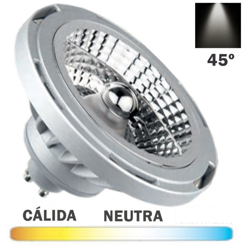 FOCO LED AR111 12W 12V 45° 4000K NEGRO