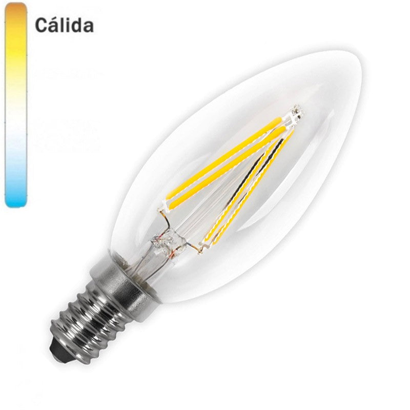 Bombilla LED Esférica Transparente, E14, 4w