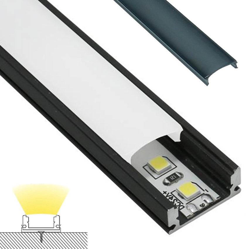 Perfil de aluminio empotrable para tiras LED. 2 metros - Acabado a elegir  (blanco) : : Iluminación