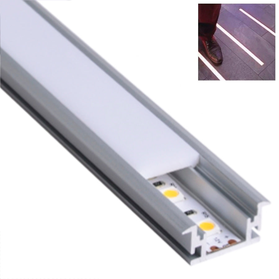 Perfil de Aluminio Empotrable 1m con Luz Difusa para Tiras LED hasta 10 mm  - efectoLED