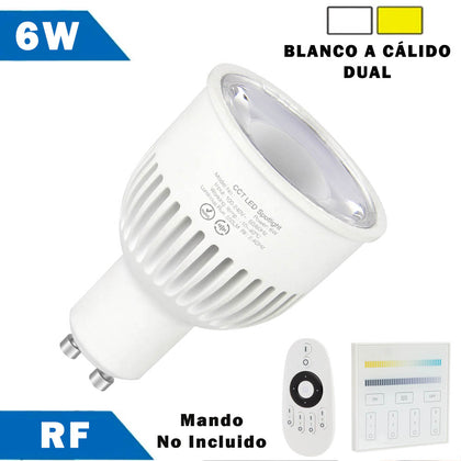 Bombilla LED RF GU10 6W Dual CCT Cálido a Blanco