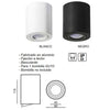 Foco Superficie Basculante 115mm Alto GU10 para LED