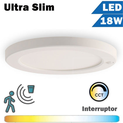 Plafón LED Slim 18W 230mm Detector Movimiento / Noche