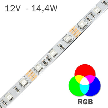 Tira led COB 24V RGBIC Pixel. 720 led/metro. 5 metros. 14,4W/m. Corte cada