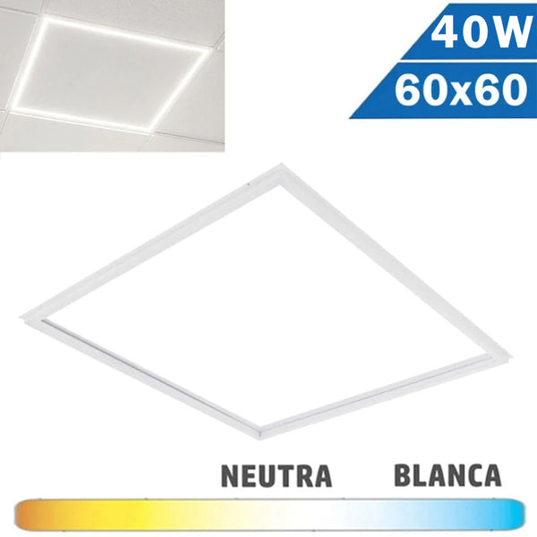 Panel Led superficie 60 x 60 cm 48W luz blanca y neutra